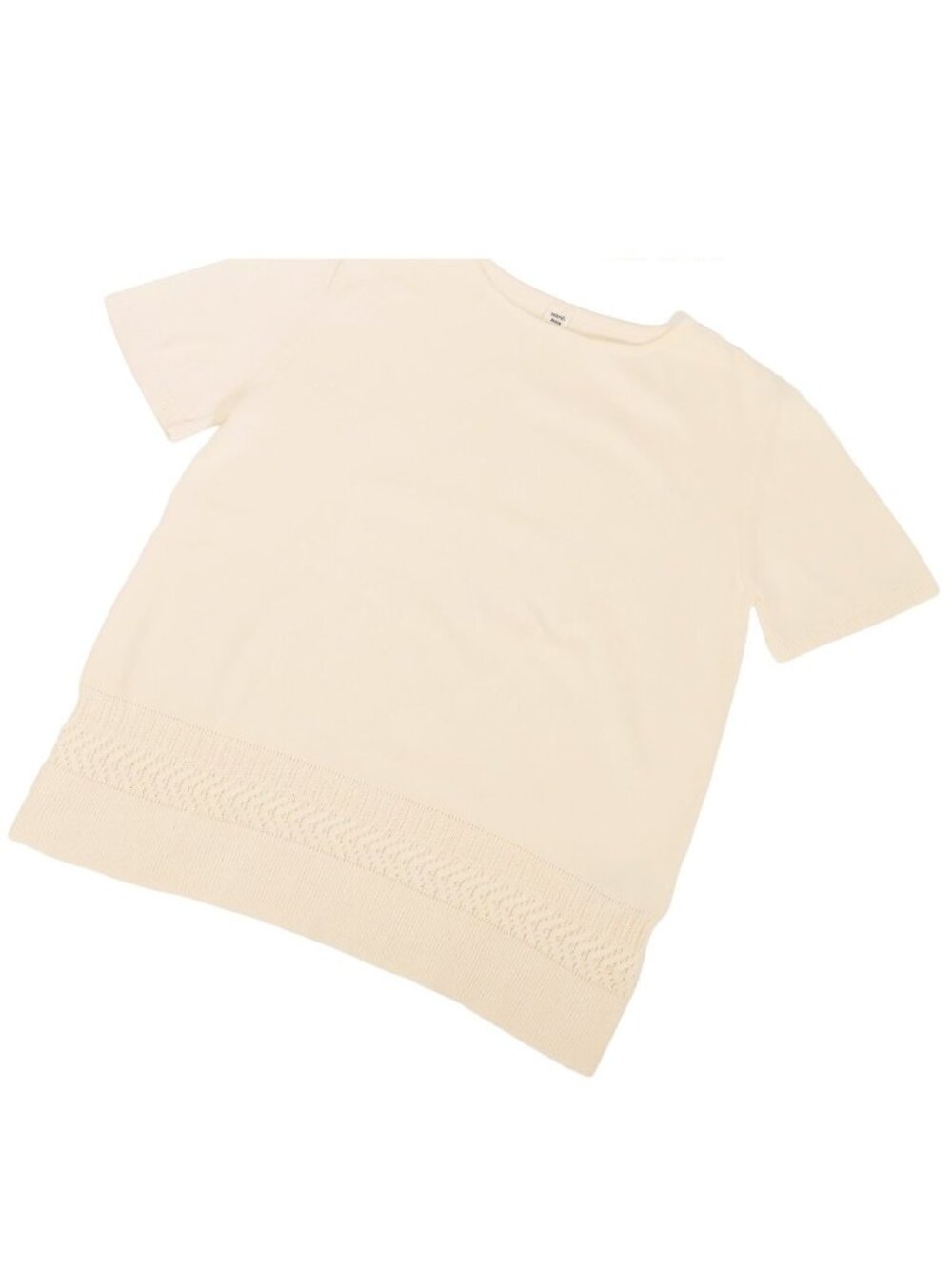 Hermes Knit Ivory Silk Cotton Short Sleeve Crew Neck Top Sweater 42